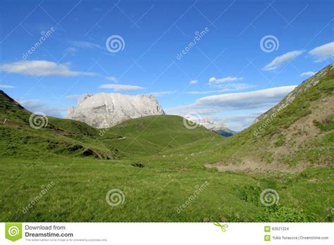 Beautiful Green Mountain Valley Stock Photo Image Of Dolomites Cliff