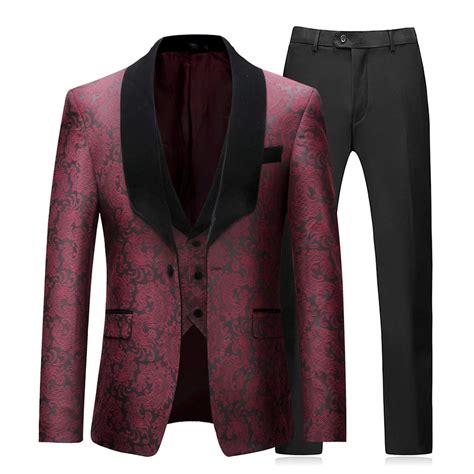 mens 3 piece tuxedos slim fit floral vintage groomsmen wedding suit outfit jacket buy online in