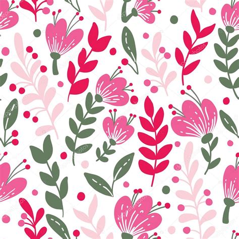 Elegant Seamless Pattern With Pink Flowers ⬇ Vector Image By © Maria