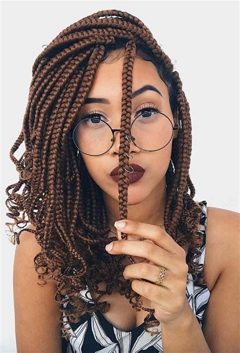 A bob with bangs is its own special look. 61 Badass Box Braids to Inspire in 2021 - Glowsly