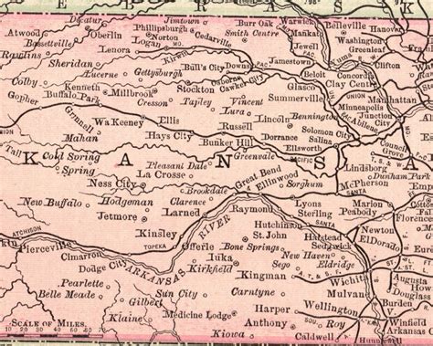 1888 Antique Kansas State Map Of Kansas Map Gallery Wall Art Etsy