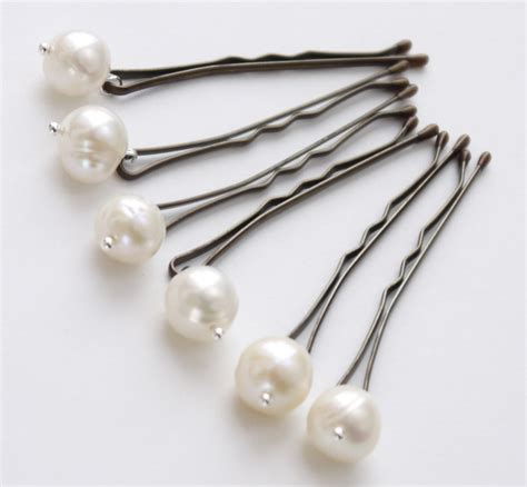 6 Large Pearl Hair Pins Ivory Round 10mm Freshwater Pearl Etsy