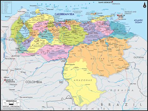 Venezuela Political Wall Map