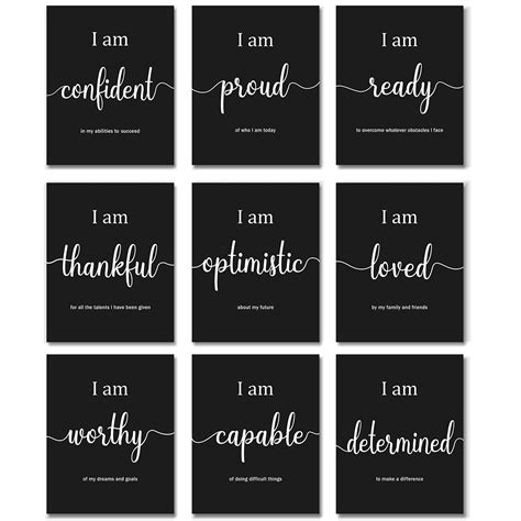 Buy 9 Pieces Inspirational Motivational Office Bedroom Wall Art Daily Positive Affirmations For