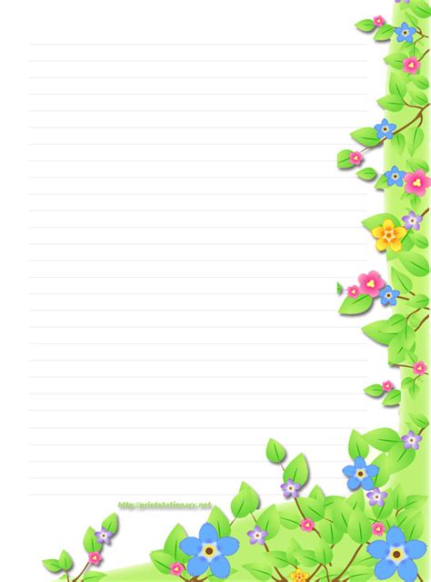 Free Lined Paper With Border 5 Best Images Of Spring Writing Paper