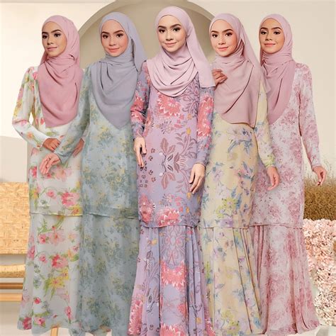 BAJU KURUNG MODEN Baju Kebarung Labuh Kurung Kedah Sulam Floral Kurung