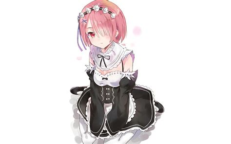 Free Download Hd Wallpaper Ram Re Zero Pink Hair Maid Clothes
