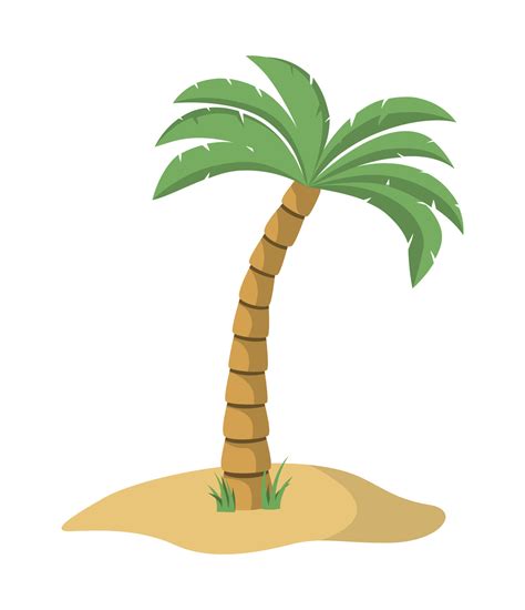 Cartoon Palm Tree Isolated On White Background Single Palm Clipart