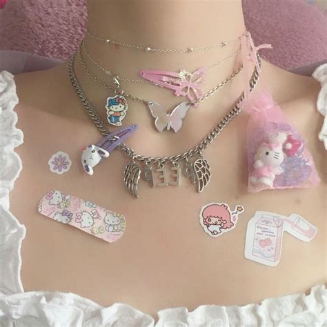 🦋⭐️🦋 pink goth girly jewelry cute jewelry