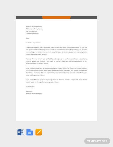 Dppicture Sample Recommendation Letter For Child Care Provider