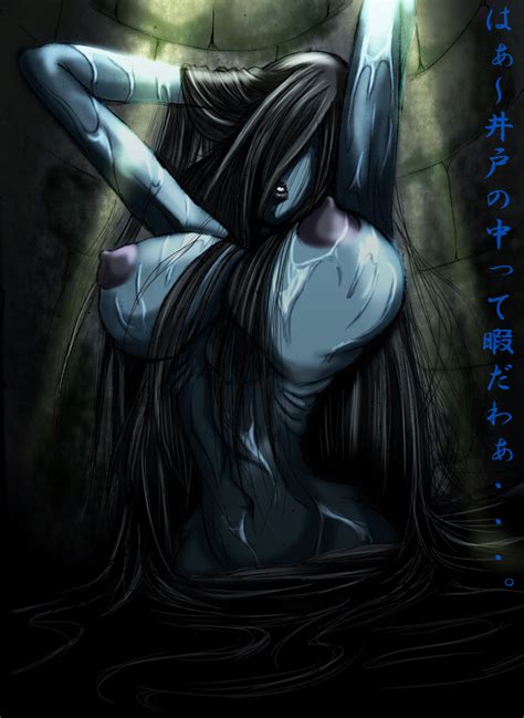 Yamamura Sadako The Ring 1girl Black Hair Blue Skin Breasts Colored Skin Female Focus