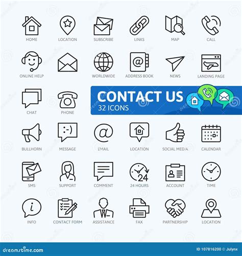 Contact Icon Outline Style Thin Design From Business Icons Collection