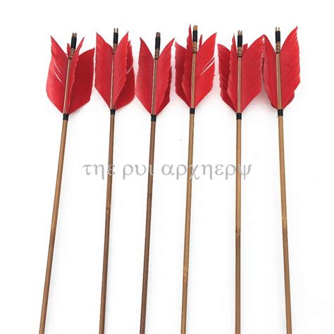 61224pcs Flu Arrows Traditional Wooden Arrow 4 Feathers Fletching For