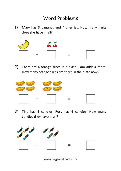 Each worksheet has 10 problems determining which expression will help answer the word problem. Addition and Subtraction Word Problems Worksheets For Kindergarten and Grade 1 - Story Sums ...