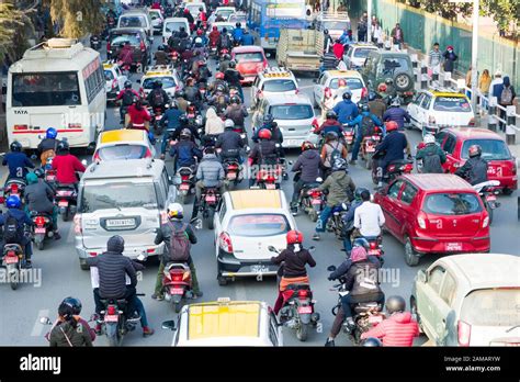 Traffic Congestion On The Streets Of Kathmandunepal Stock Photo Alamy