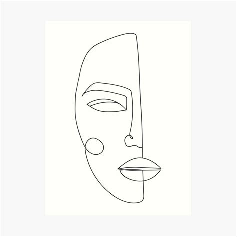 Minimalist One Line Face Art Print By Valeria Art In 2020 Face Line