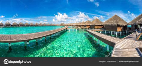 Panorama Water Villas Bungalows Tropical Beach Maldives Summer Day