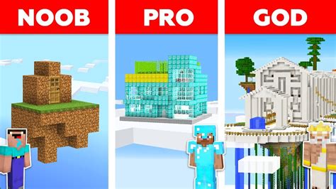 Minecraft Noob Vs Pro Vs God Sky Secret Base Challenge In Minecraft