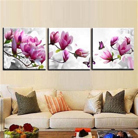 3pcs Flower Combination Painting Printed On Canvas Frameless Drawing