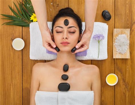 Beautician Make Stone Massage Spa For Woman At Wellness Center Stock Image Image Of Luxury