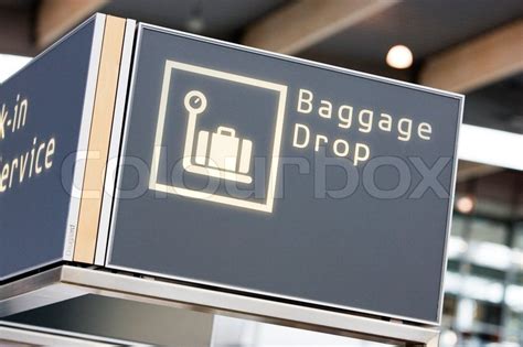Baggage Drop Sign At The Airport Stock Image Colourbox