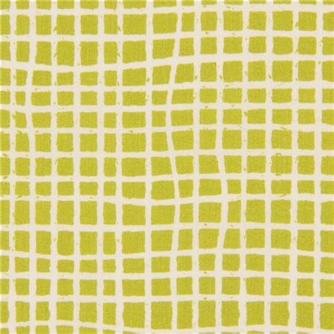 Light Cream And Lime Green Grid Pattern Organic Fabric By Birch From