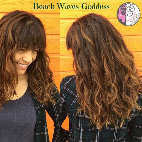 Naturally Curly Beach Waves Balayage Highlights Brunette Hair By