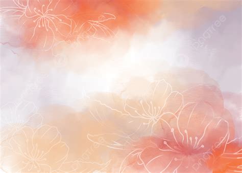 Orange Gradient Wedding Watercolor Floral Background Background