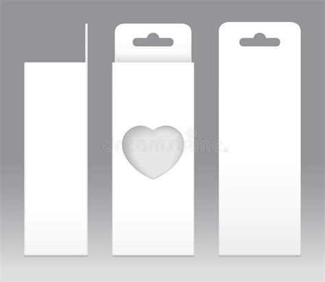Hanging Box White Window Heart Shape Cut Out Packaging Template Blank