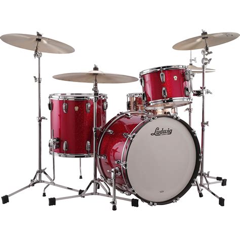 Ludwig Classic Maple 3 Piece Fab Shell Pack With 22 In Bass Drum Red