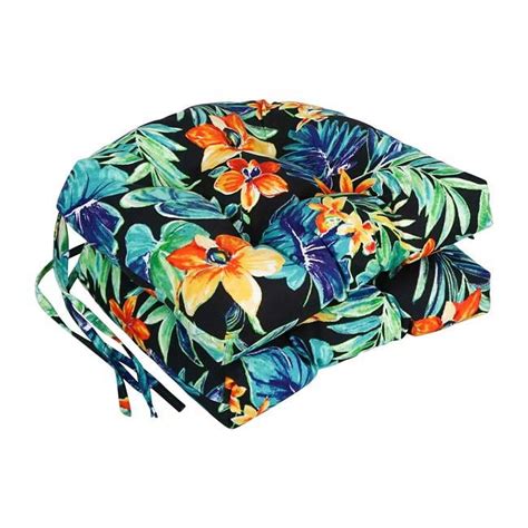 blazing needles 16 in spun polyester patterned outdoor u shaped tufted chair cushions