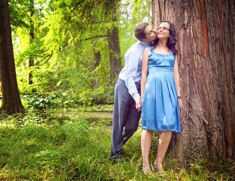 Couple Having A Candid Romantic Kiss Outdoor Stock Images Image 12526924