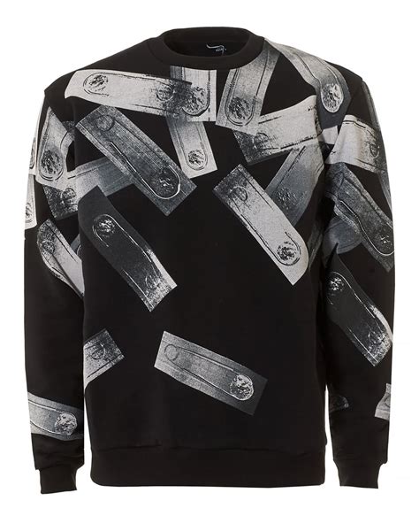 Versus Versace Mens Cut Up Safety Pin Sweatshirt Black Jumper
