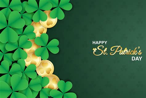 St Patricks Day Poster With Shamrocks And Gold Coins 830487 Vector