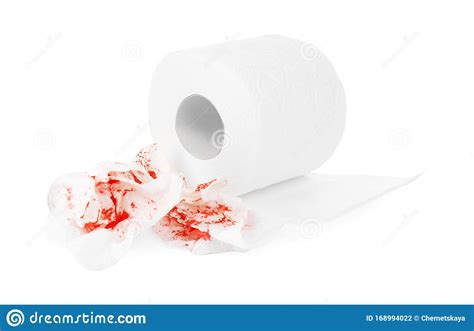 Sheets Of Toilet Paper With Blood On Background Hemorrhoid Problems