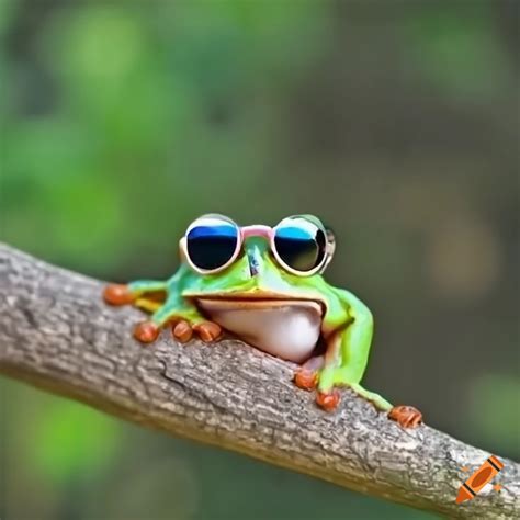 Cool Frog Wearing Sunglasses On A Tree Branch