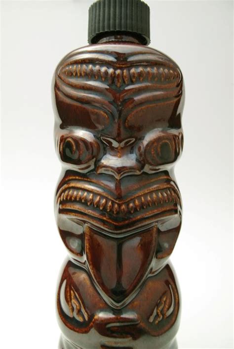 Rare Ti Toki Tiki Shaped Pottery Liqueur Bottle Decanter Kiwiana Maori