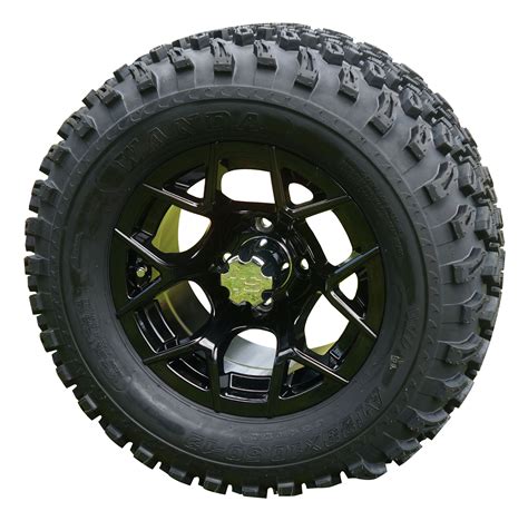 12 Rally Black Golf Cart Wheels With 23 All Terrain Tires Set Of 4
