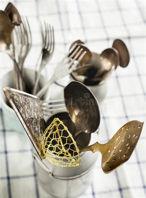 Vintage Spoons Forks And Knifes Stock Image Image Of Metal