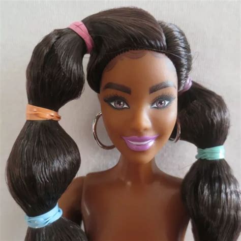 Barbie Extra Curvy Nude Articulated Doll Brunette Hair Green
