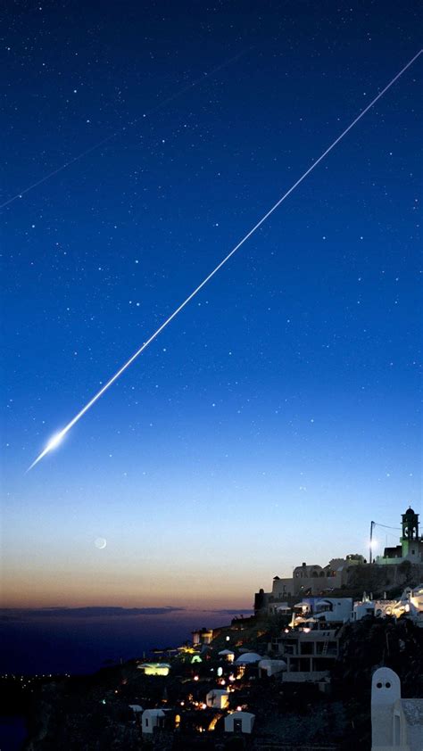 Shooting Star Over Cliff City Iphone 8 Wallpapers Landscape Wallpaper