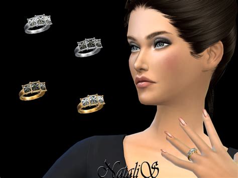 Three Stone Princess Cut Ring By Natalis At Tsr Sims 4 Updates