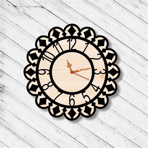 Wall Clock Laser Cut Dxf Glowforge Svg Template Cnc Cutting Etsy