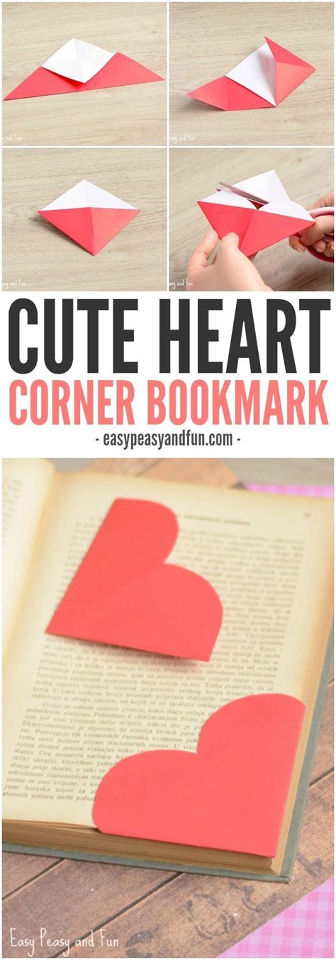 These 12 easy valentine's diys are perfect for gifts or decoration. Heart corner bookmark - Do It Yourself in 2020 | Easy crafts for teens, Valentine's day crafts ...
