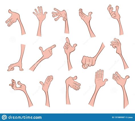 A Set Of Vector Cartoon Illustrations Hands With Different Gestures