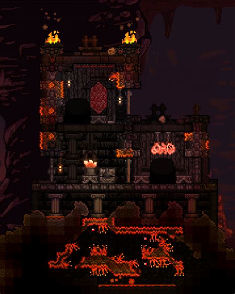 This Is My Npc House In The Underworld Terraria Terraria House Design Terraria House Ideas