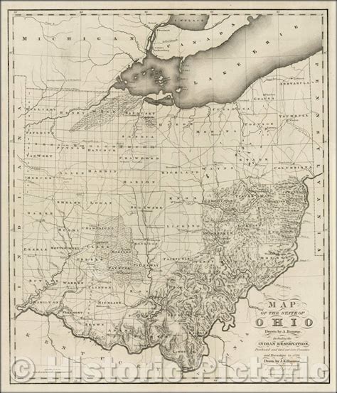 Historic Map Map Of The State Of Ohio 1820 Caleb Atwater Vintage