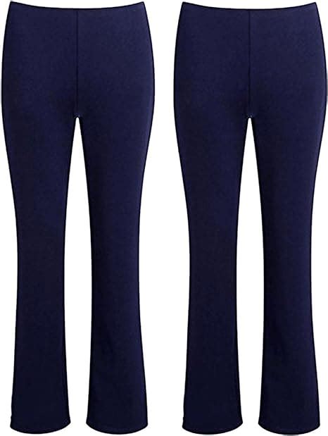 Shop Online Womens Elasticated Waist Stretch Ribbed Bootleg Trousers