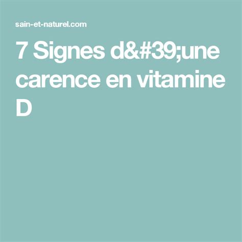7 Signes Potentiels Dune Carence En Vitamine D Carence En Vitamine D