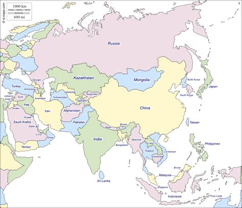 Colored Map Of Asia Map Vector